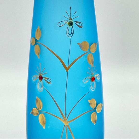 Vintage Norcrest Frosted Bud Vase Hand Painted Gold Edge MCM - Picture 2 of 9